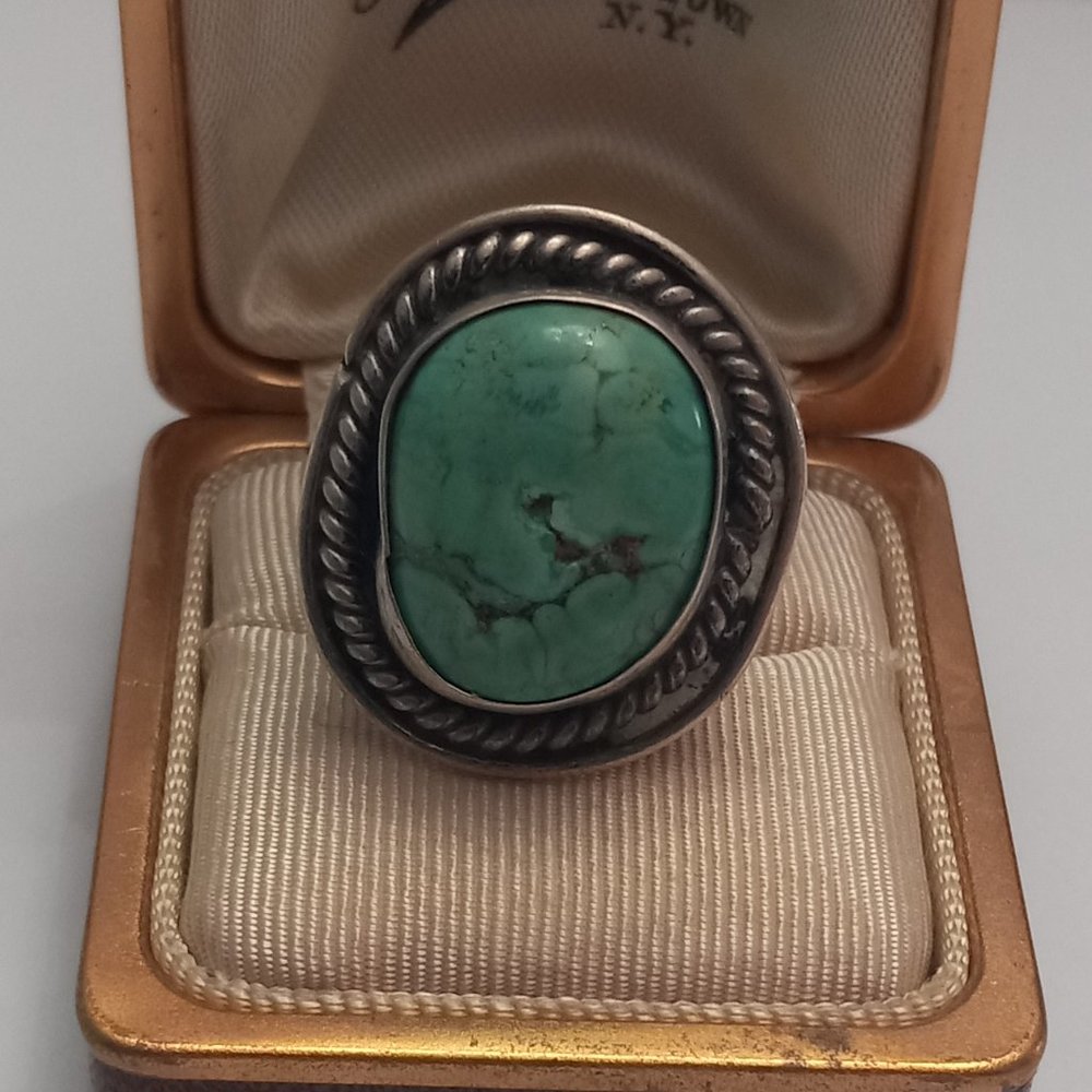 Vintage Silver Ring With Beautiful Turquoise Gems… - image 2